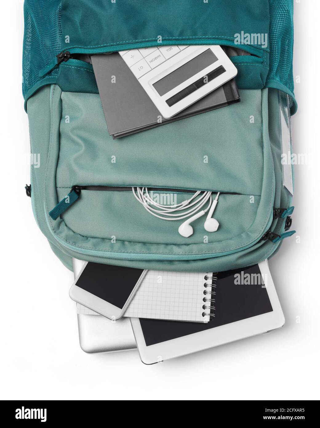 Bag and office accessories on white background Stock Photo