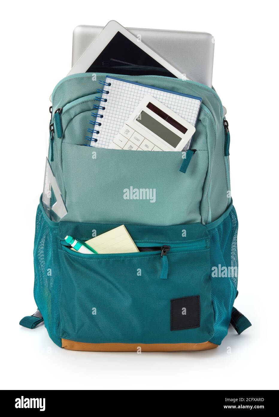 Bag and office accessoriess on white background Stock Photo