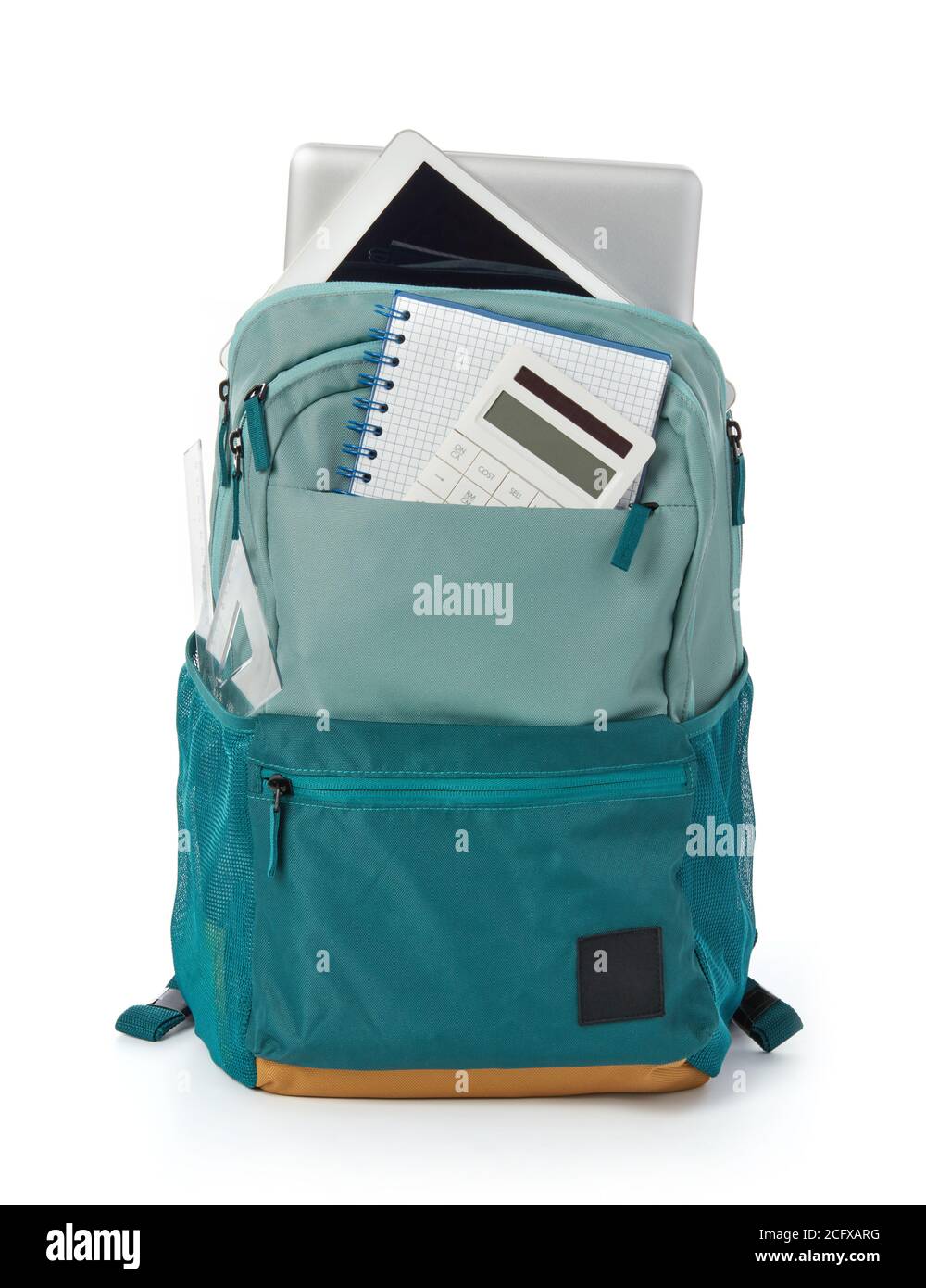 Bag and office accessoriess on white background Stock Photo