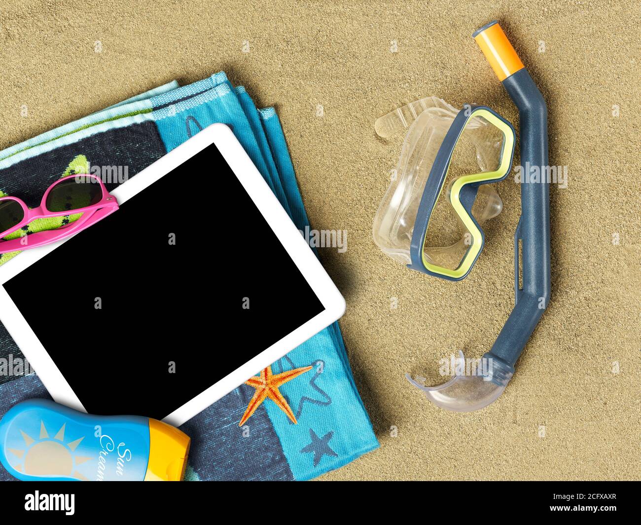 Tablet and leisure items Stock Photo Alamy