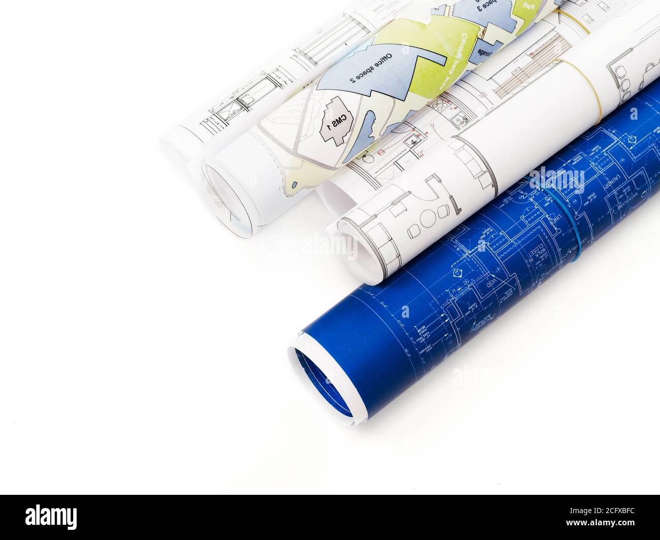 Blueprints isolated on white Stock Photo Alamy