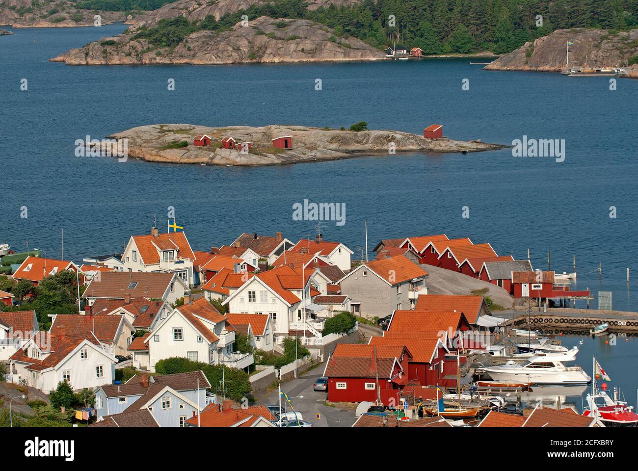View of Fjallbacka village, Västra Götaland County, Sweden Stock Photo