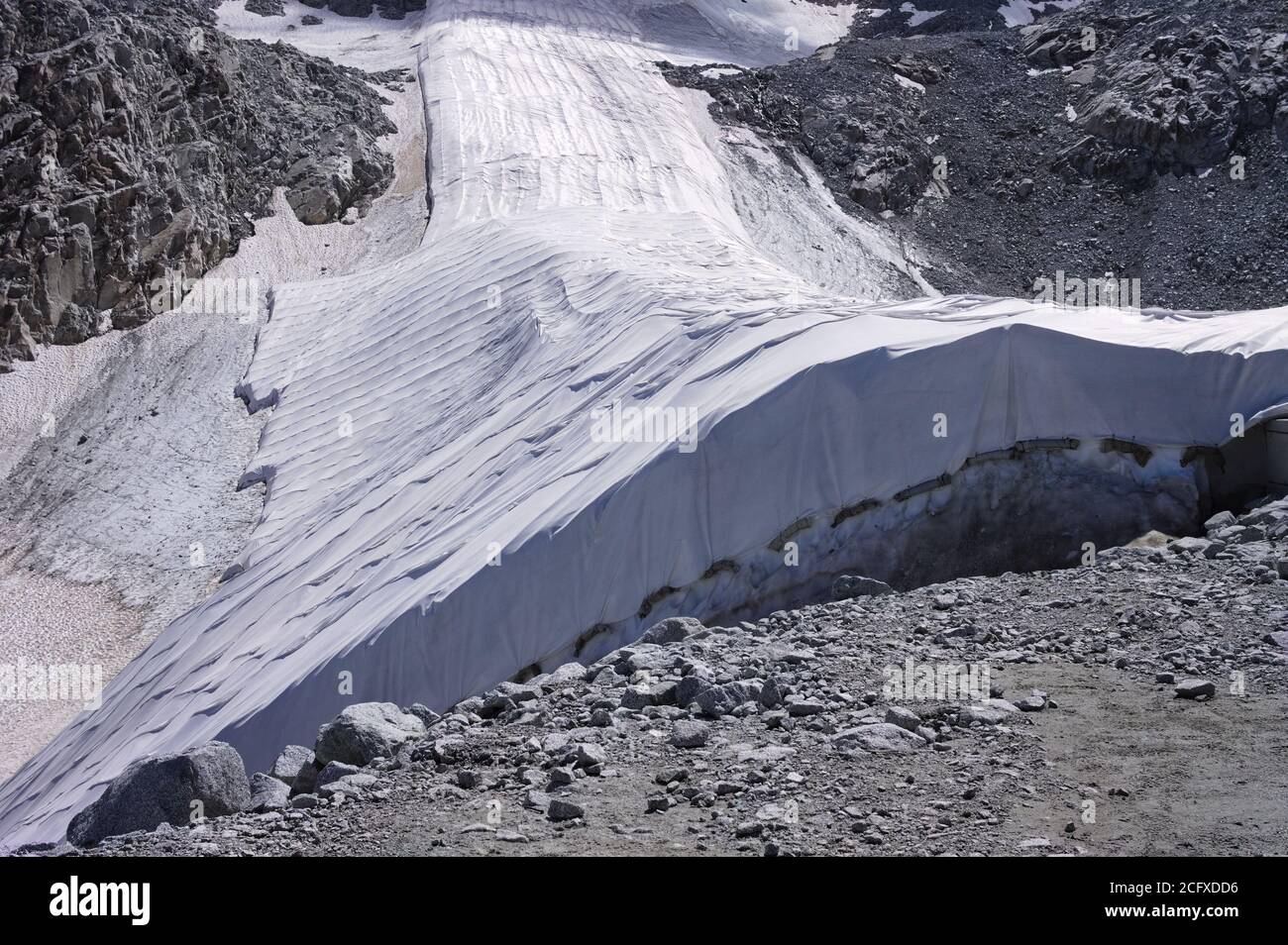 Presena Glacier covered with a plastic sheet to prevent the glacier from  melting in summer (Alps, Trentino, Italy, Europe Stock Photo - Alamy