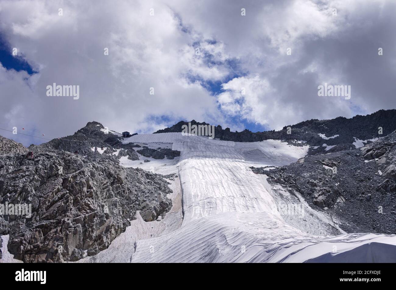 Presena Glacier covered with a plastic sheet to prevent the glacier from  melting in summer (Alps, Trentino, Italy, Europe Stock Photo - Alamy