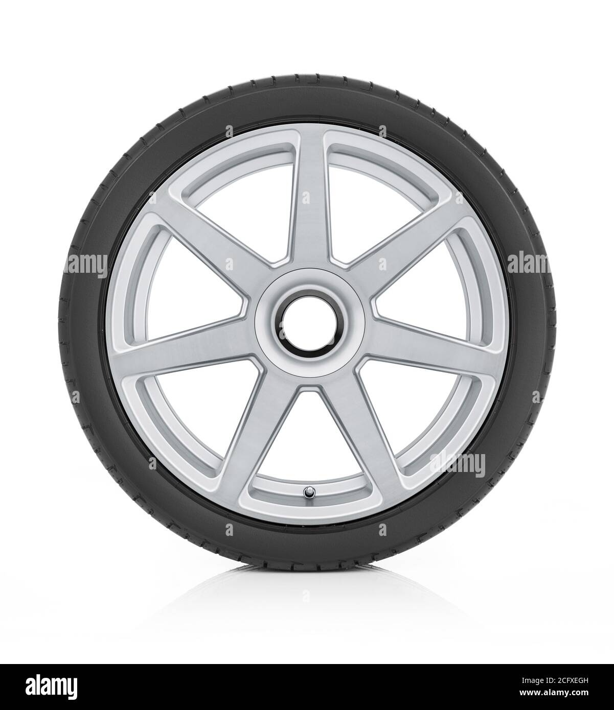 Car wheel and rim, white background Stock Photo Alamy