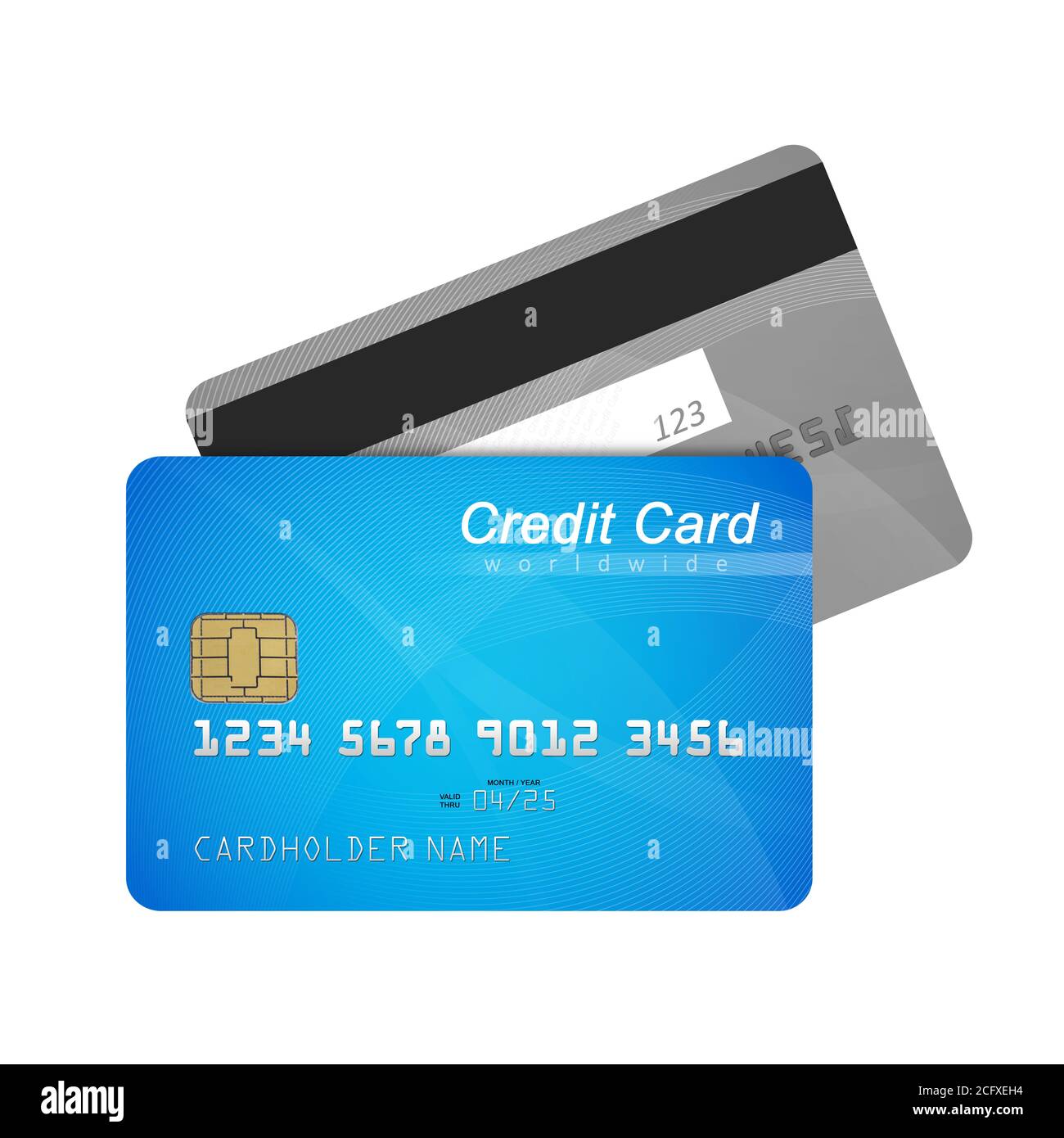 Credit card front and back isolated on white Stock Photo