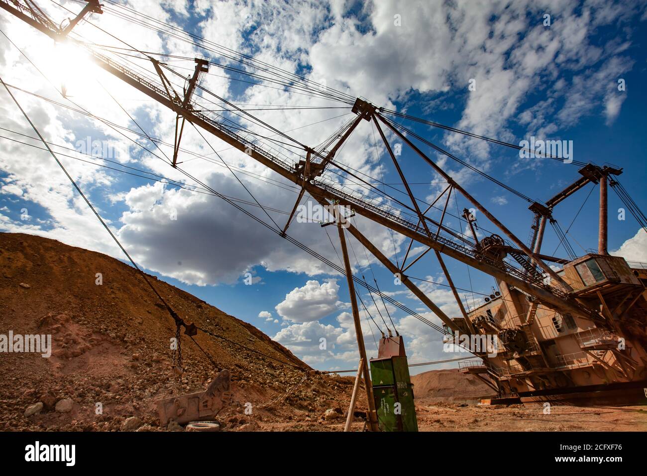 Aluminium ore quarry. Bauxite clay opencut mining. Heavy quarry