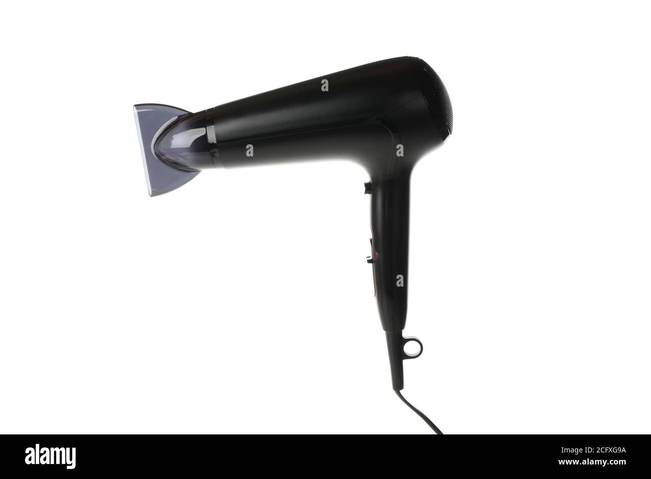 Black hair dryer isolated on white background Stock Photo - Alamy