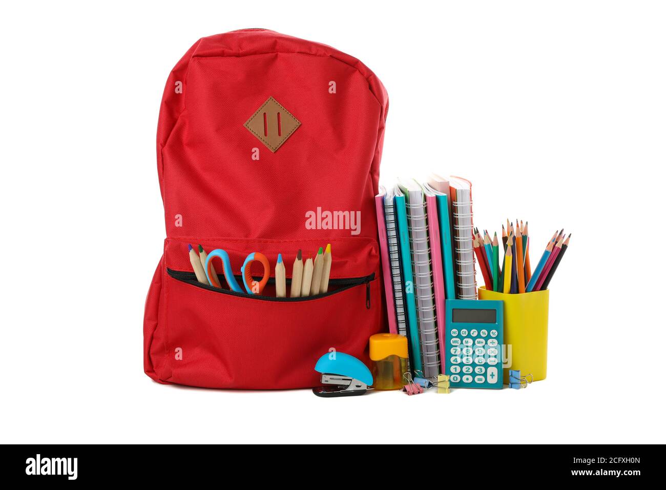 Different school supplies isolated on white background Stock Photo