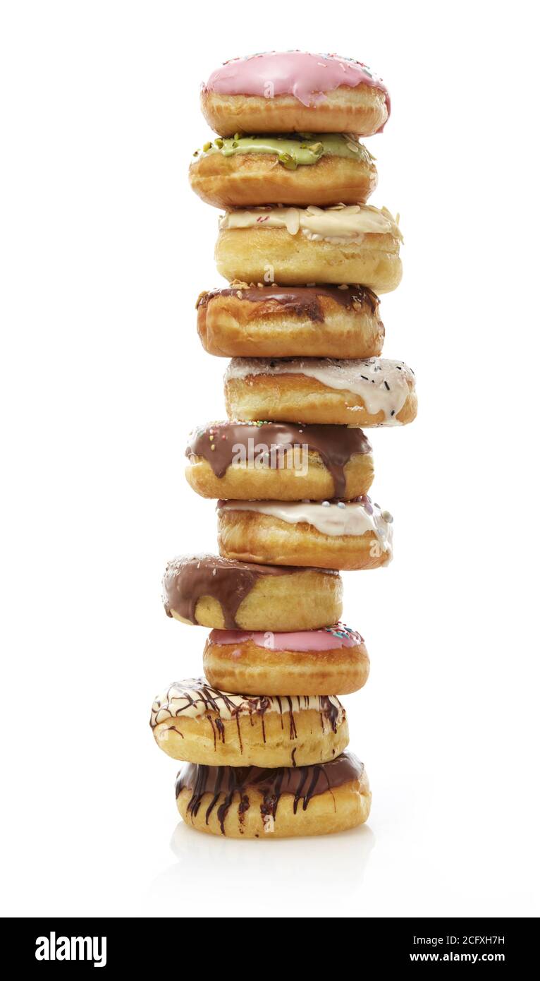Delicious donuts isolated on white Stock Photo - Alamy