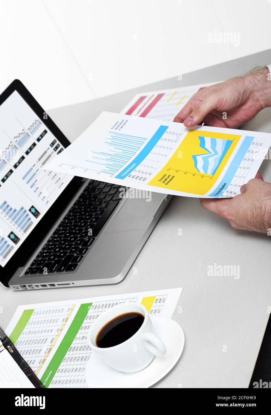 Businessman working on financial data Stock Photo