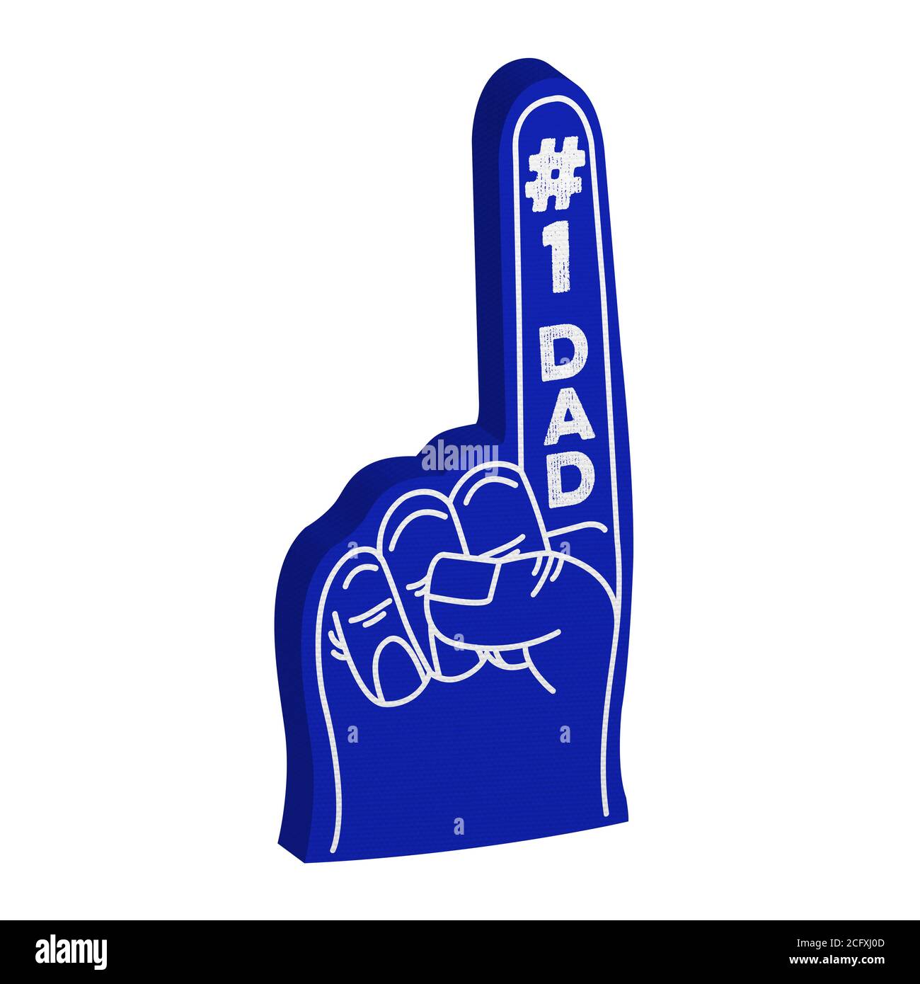 Foam hand with number 1 dad text, white background Stock Photo - Alamy