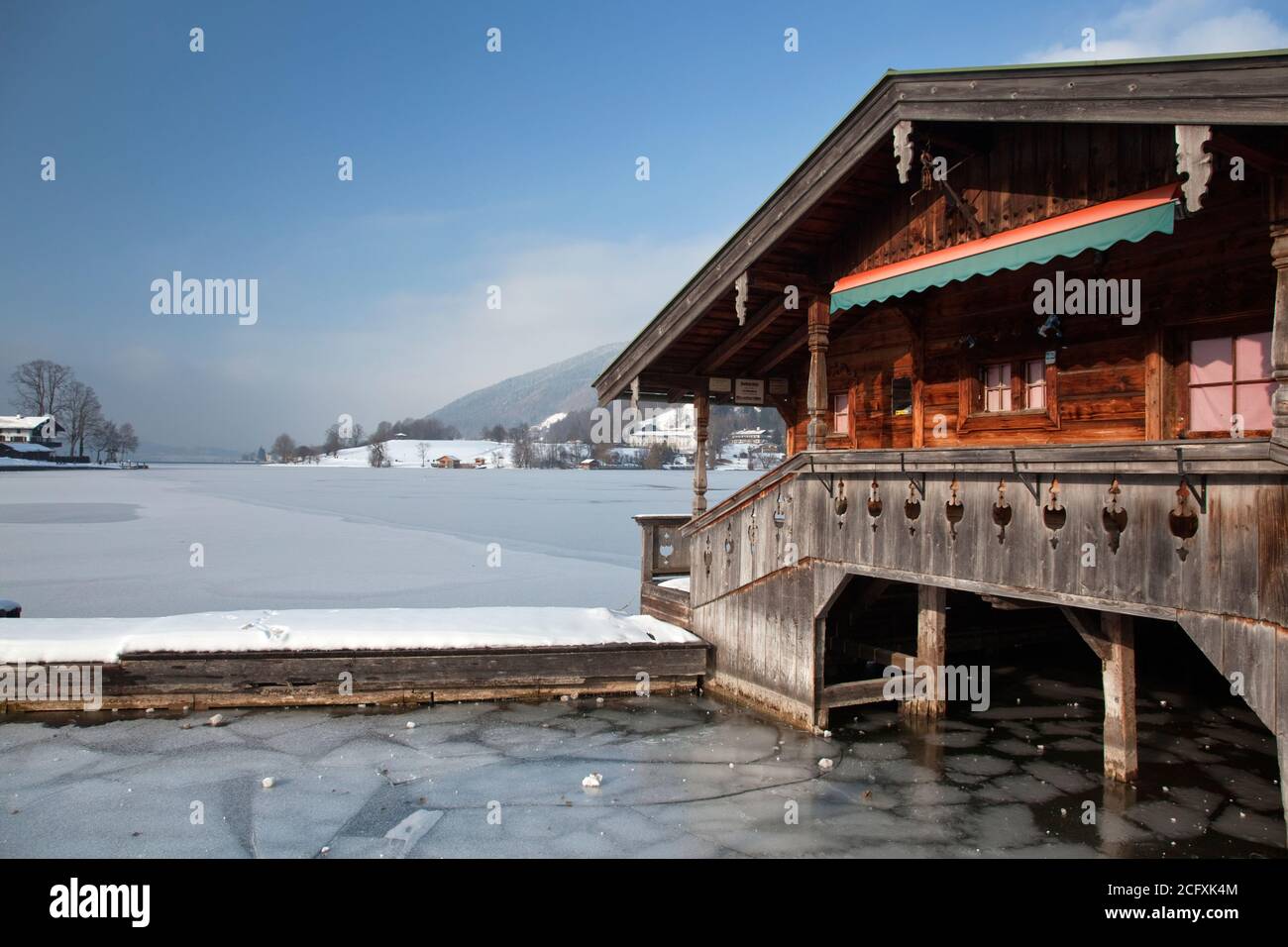 geography / travel, Germany, Bavaria, Rottach-Egern, boat shed at south bank of the Tegernsee in Rotta, Additional-Rights-Clearance-Info-Not-Available Stock Photo