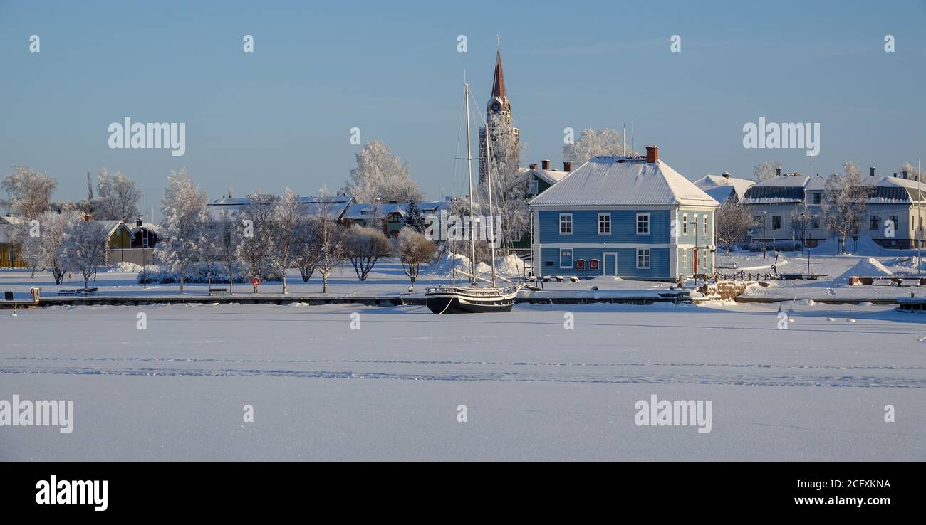 Raahe town at winter time Stock Photo