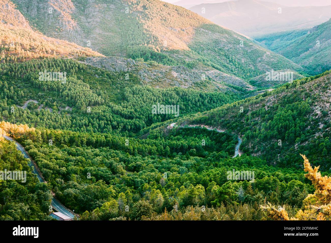 Scenic mountain landscape in Las Hurdes, Extremadura, Spain Stock Photo