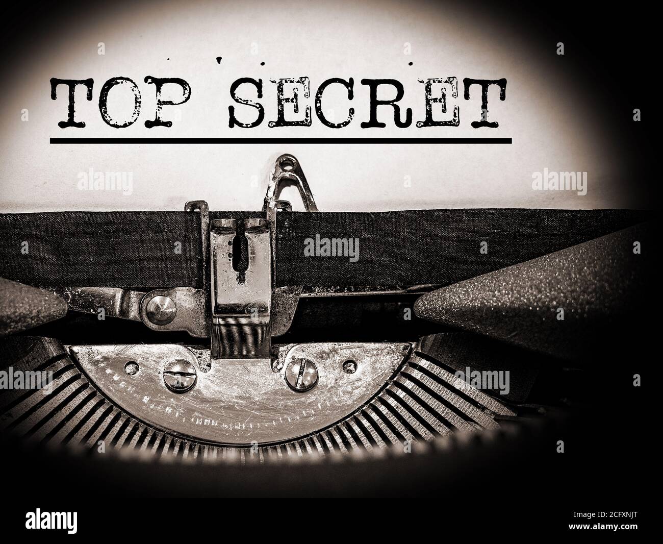 Typewriter, Top Secret, Close-up Stock Photo