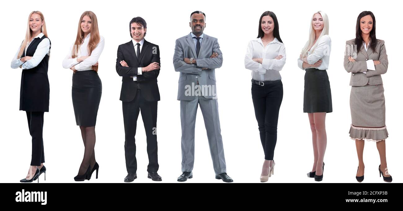 group of successful business people standing in a row. Stock Photo