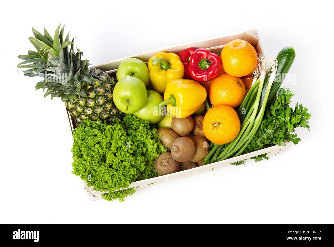 Fruits and vegetables in a crate Stock Photo Alamy