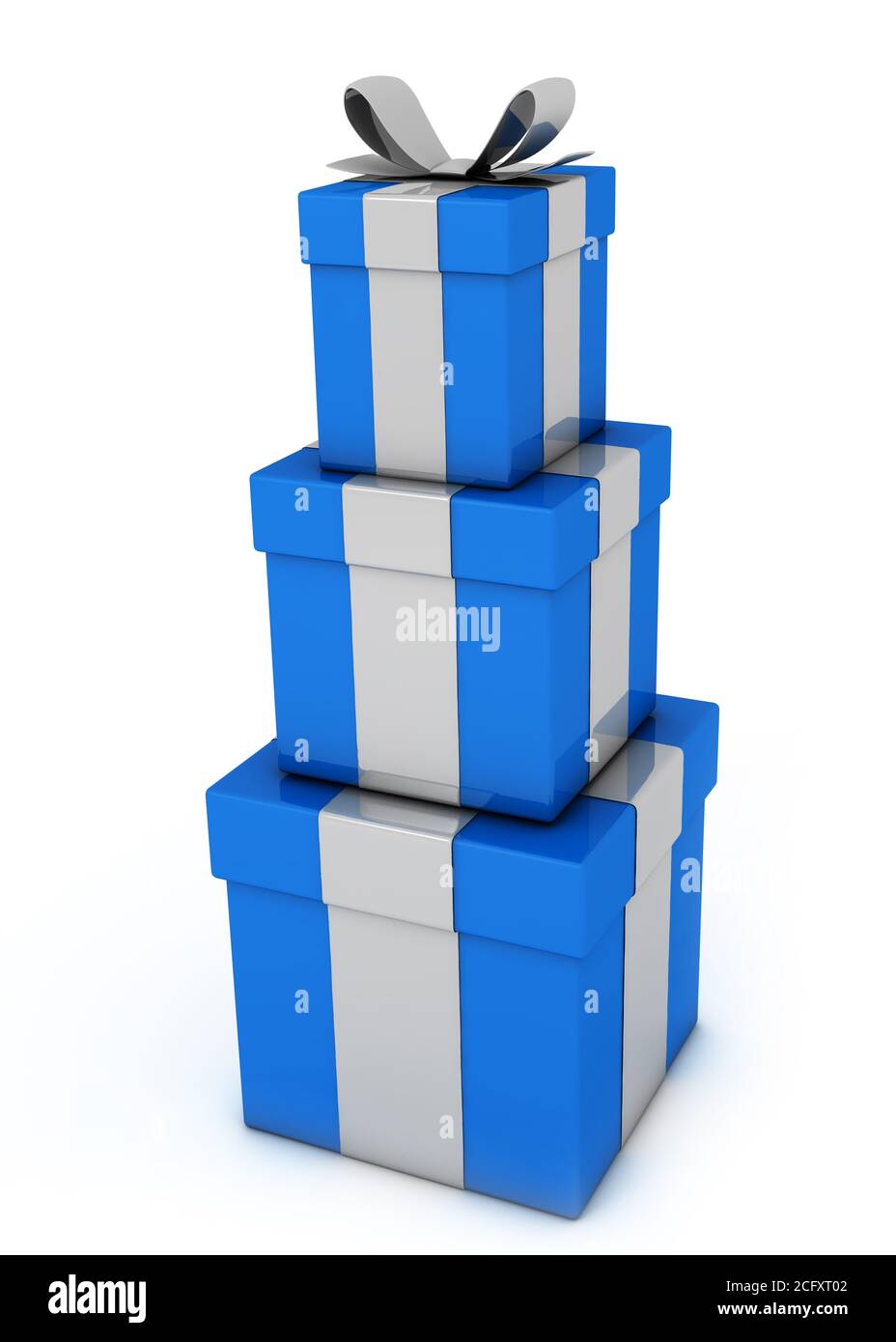 Blue gift boxes isolated on white Stock Photo