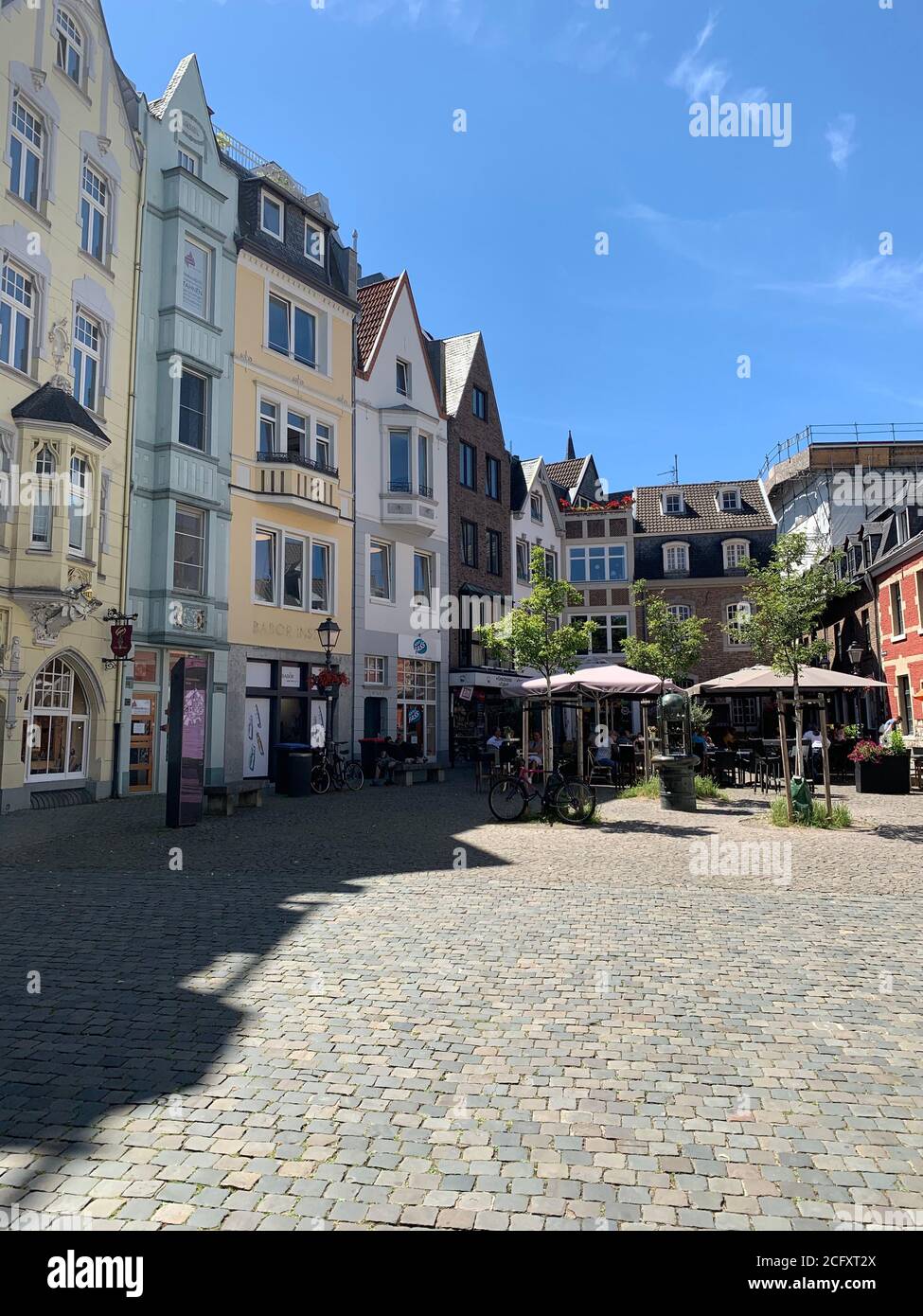 Colorful houses at Munsterplatz square. Aachen, North RhineWestphalia