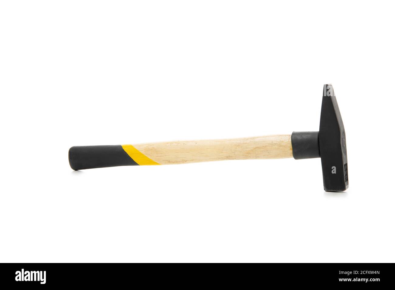 Hammer with wooden handle isolated on white background Stock Photo - Alamy