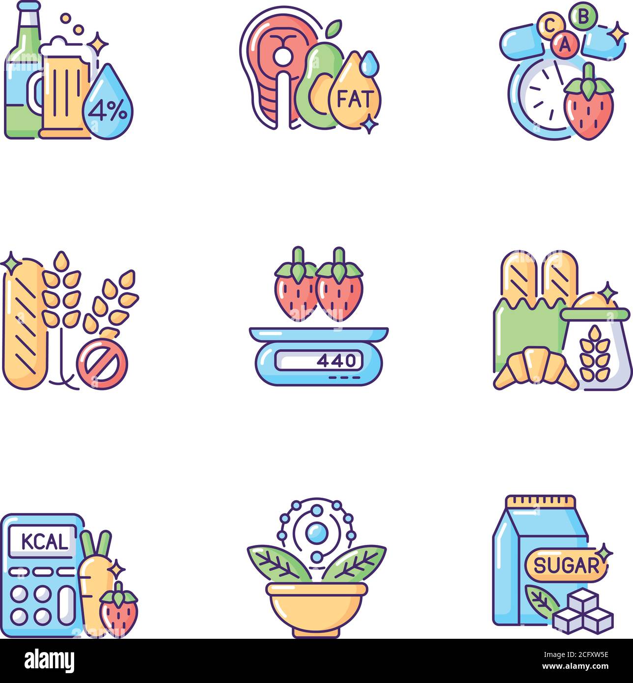 Fat free foodstuff Stock Vector Images - Alamy