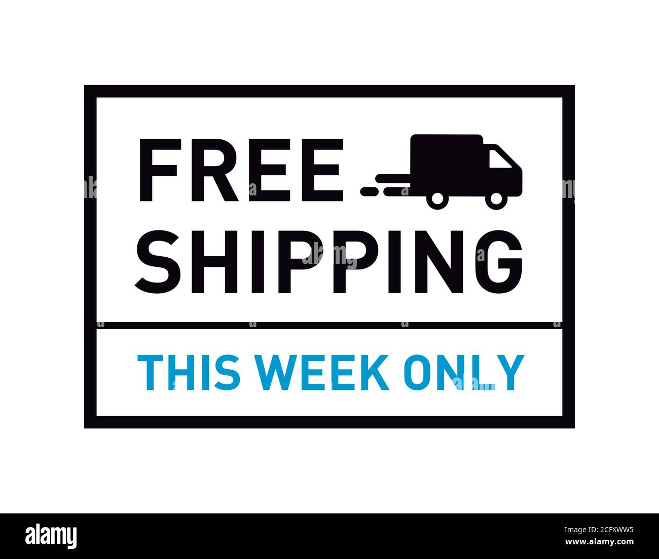 Free shipping. This week only. Badge with truck icon. Flat vector illustration. Stock Vector