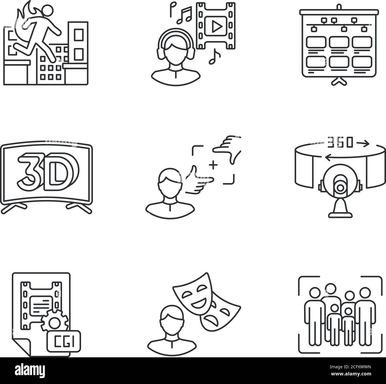 Film making black linear icons set Stock Vector Image & Art - Alamy