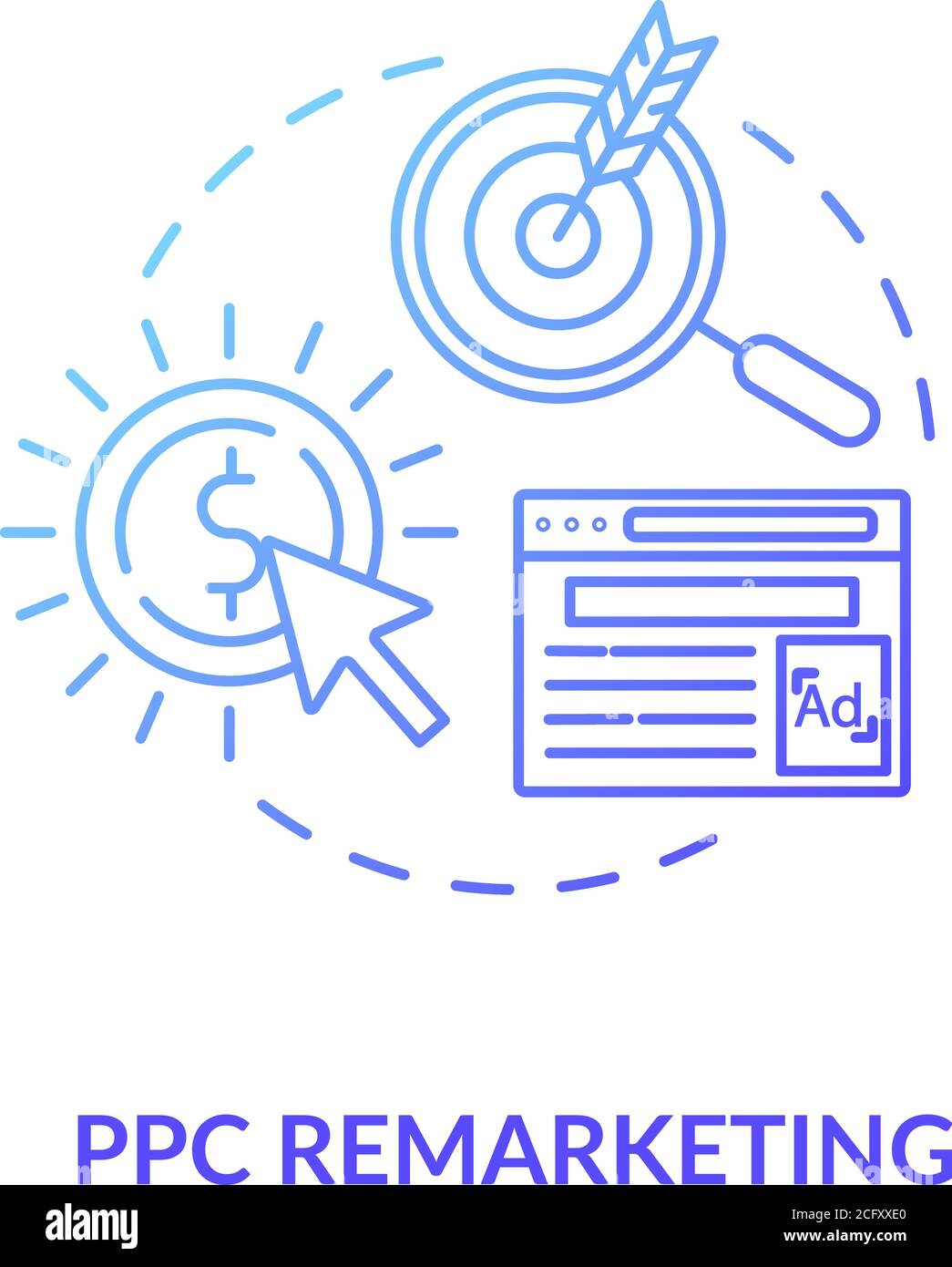 PPC Remarketing concept icon Stock Vector