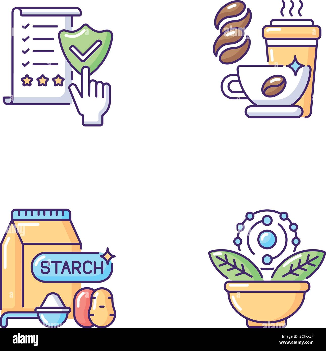 Diet RGB color icons set Stock Vector