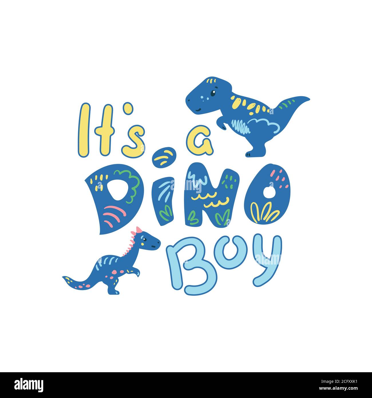 It's a dino boy vector lettering on white background. Baby shower