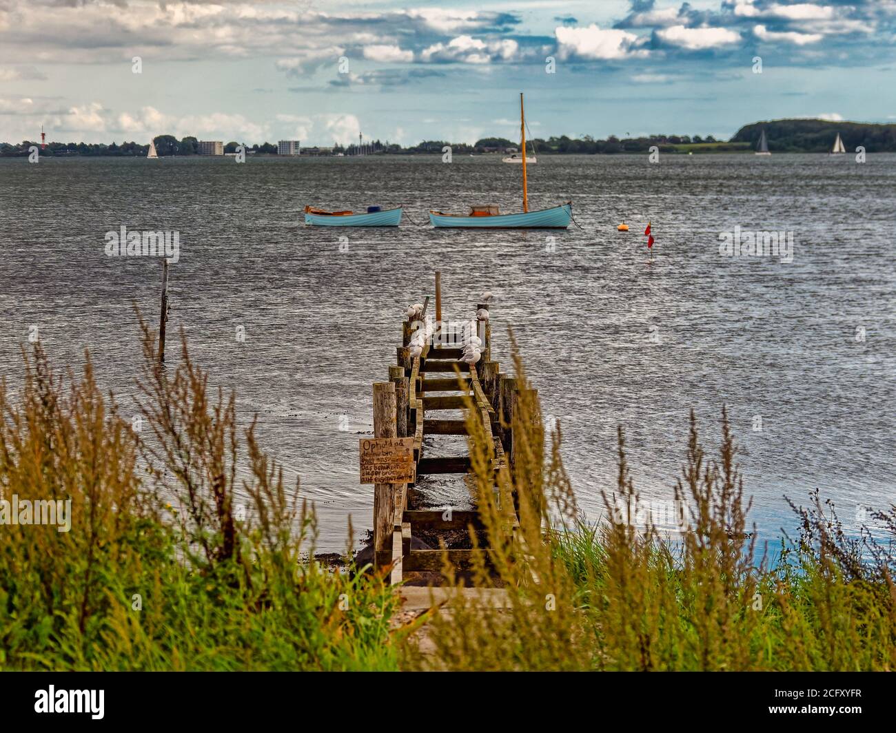 Jetty seen from Gendarmstien at Flensborg fjord, Denmark Stock Photo ...