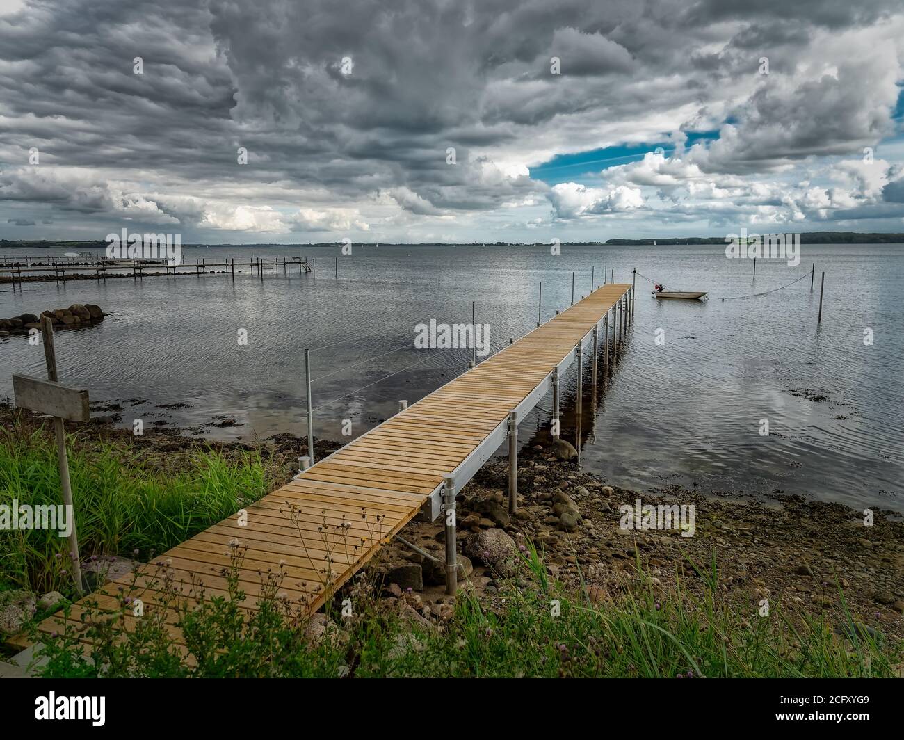 Jetty seen from Gendarmstien at Flensborg fjord, Denmark Stock Photo ...