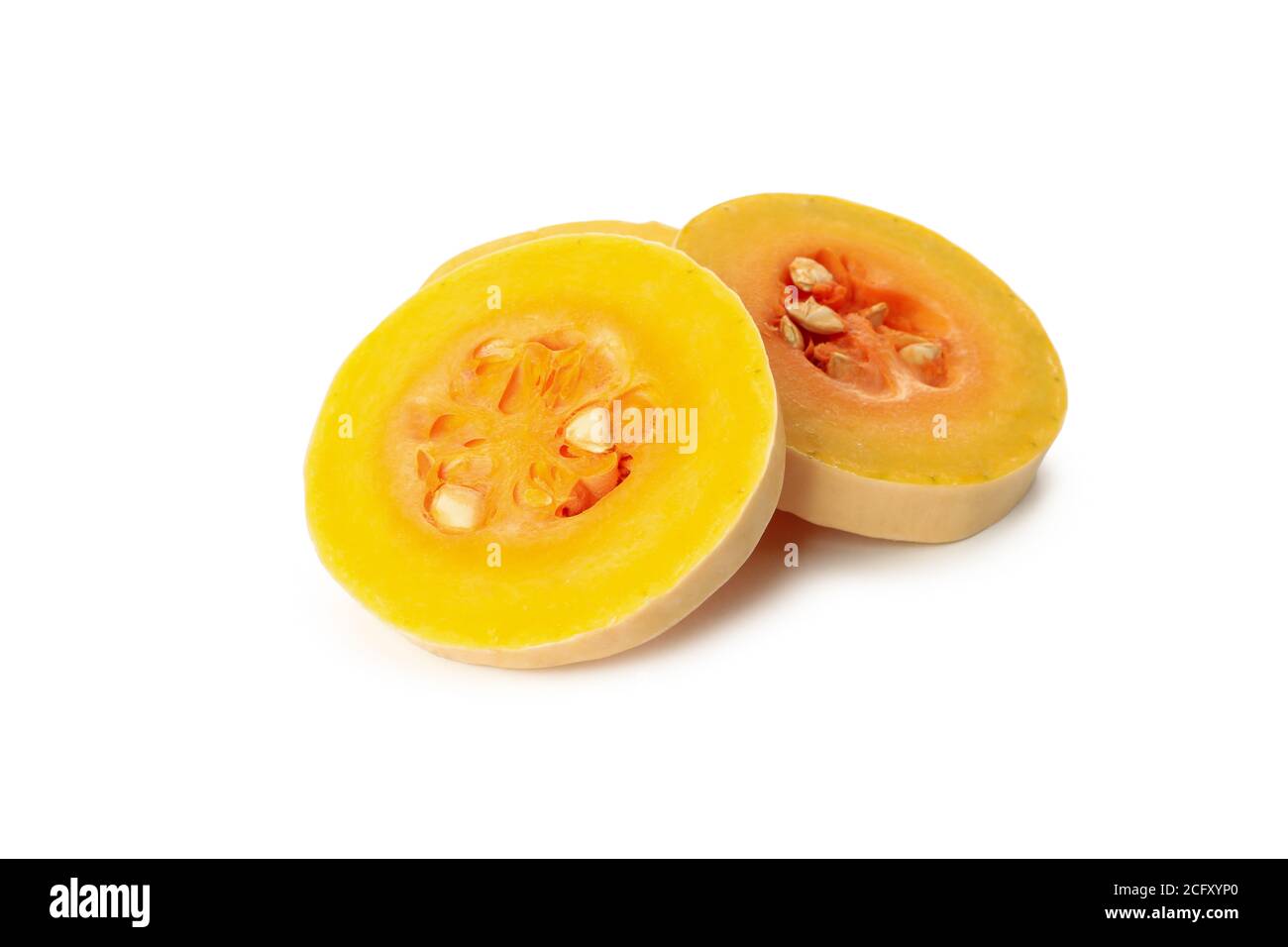 Butternut squash and seeds isolated on white background Stock Photo