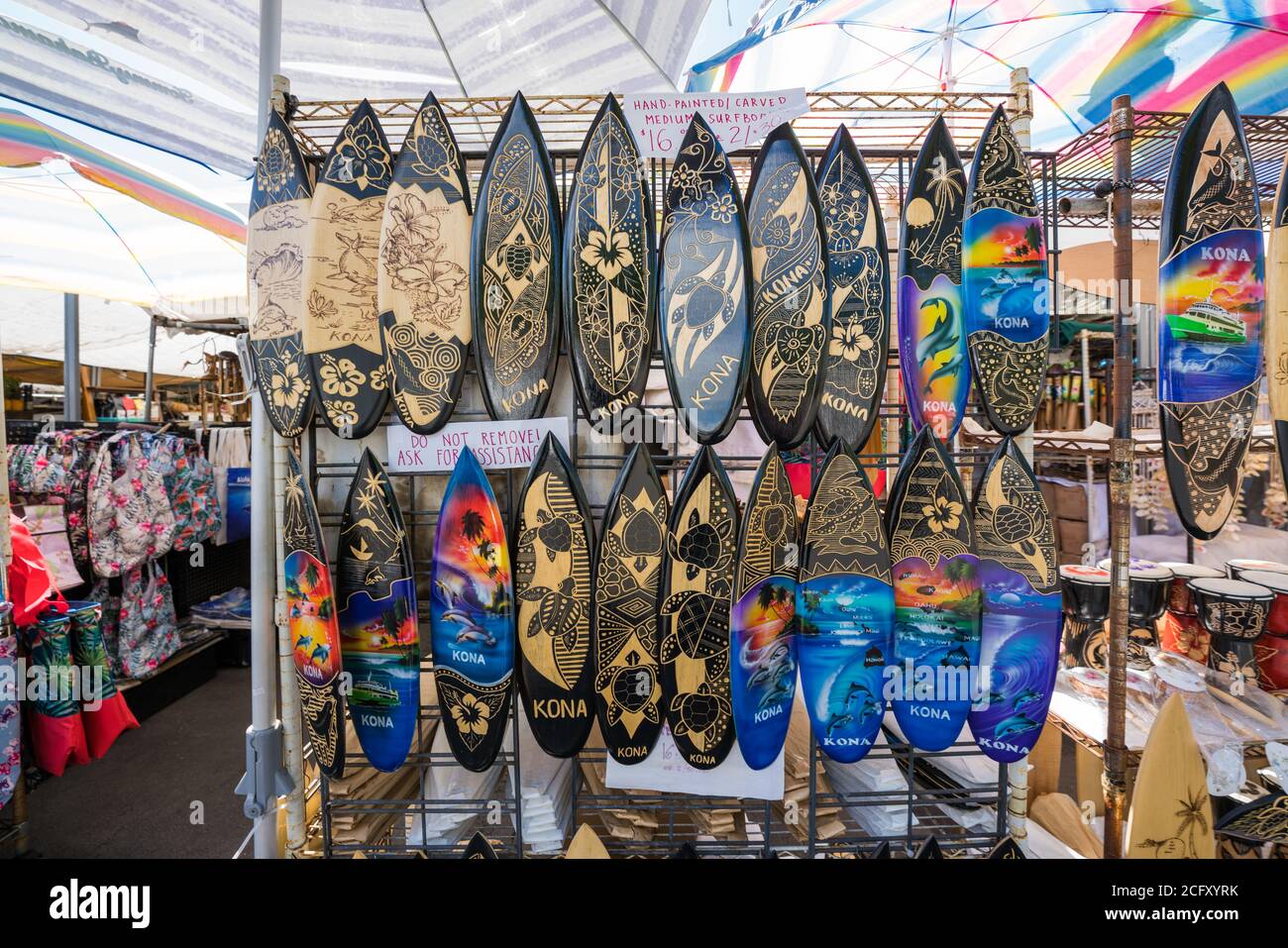 Kailua, Hawaii/USA - September. 28 2019: market in Kailua on the island of Hawaii (Big Island). Stock Photo