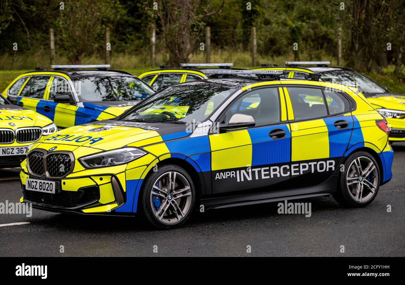 A Fleet Of BMW Police Vehicles On Show During The Launch By The PSNI Of 