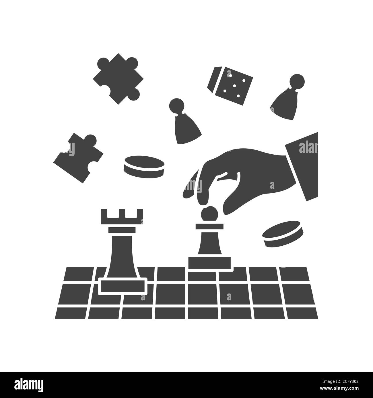 Board game of chess black glyph icon. Hand holding chess figure. Home ...