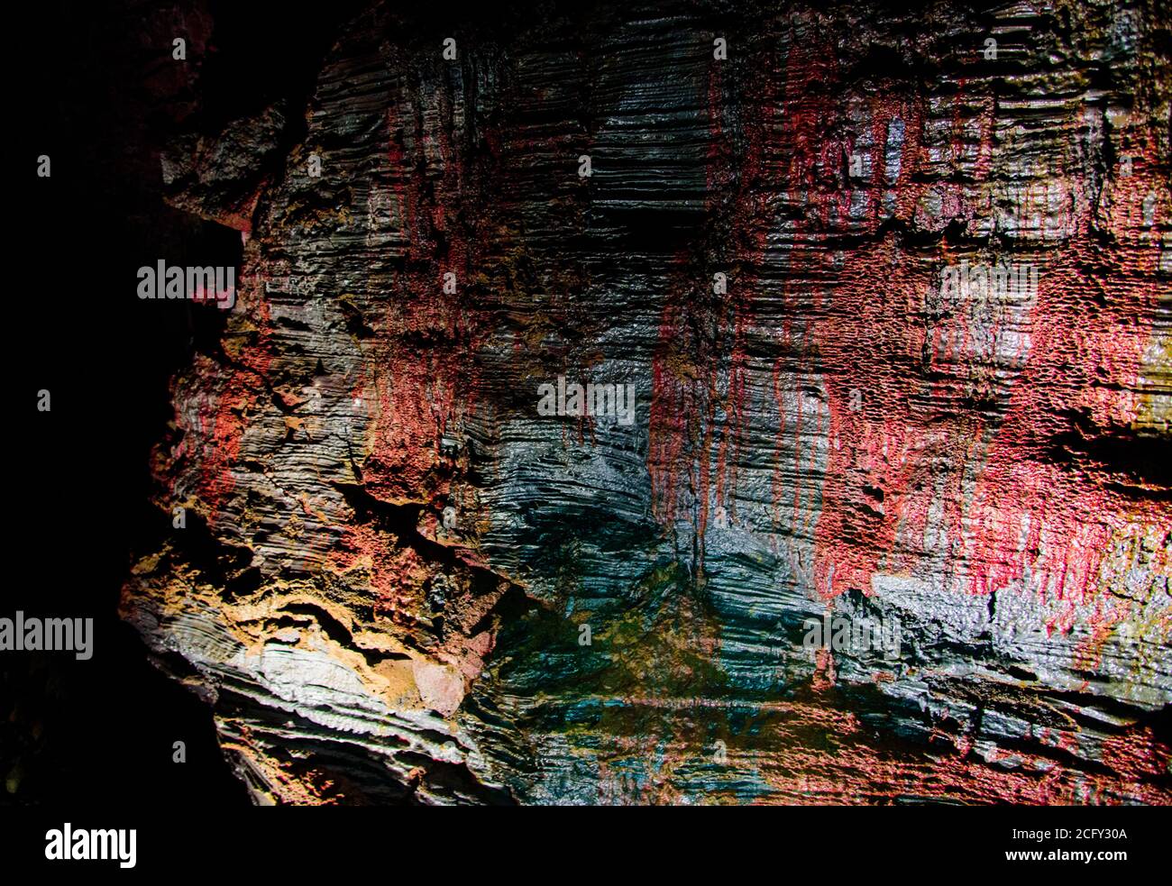 The Lava Tunnel cave, immense lava tube in the south of iceland Stock Photo