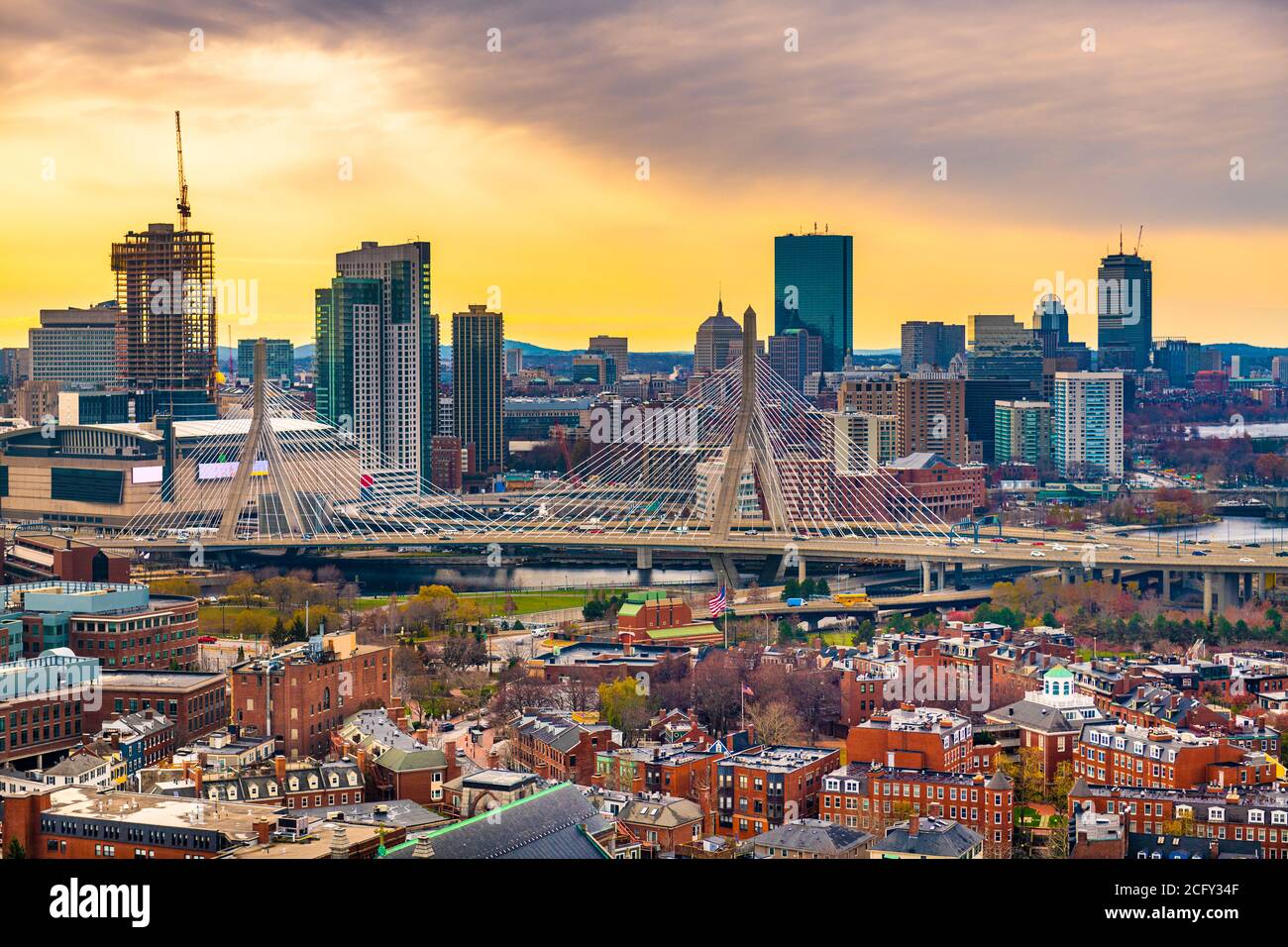 Bostom, Massachusetts, USA downtown city skyline from Bunker Hill. Stock Photo
