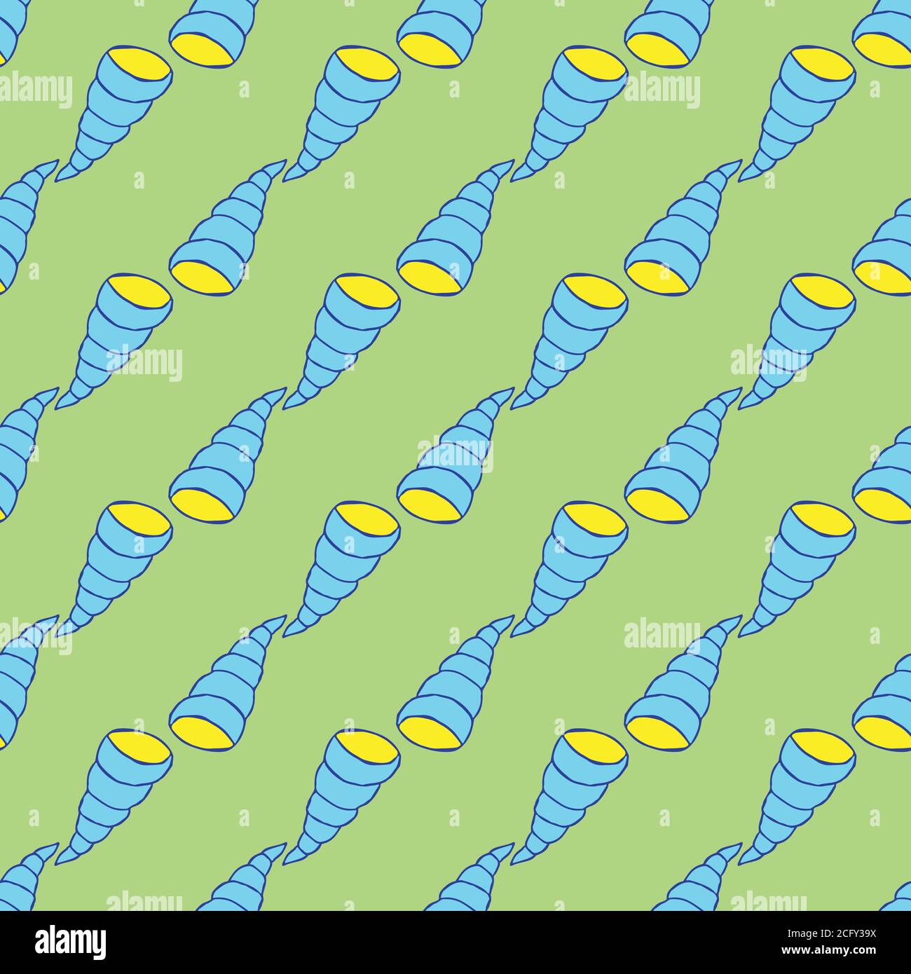 Seamless seashell pattern on the light green background Stock Vector ...