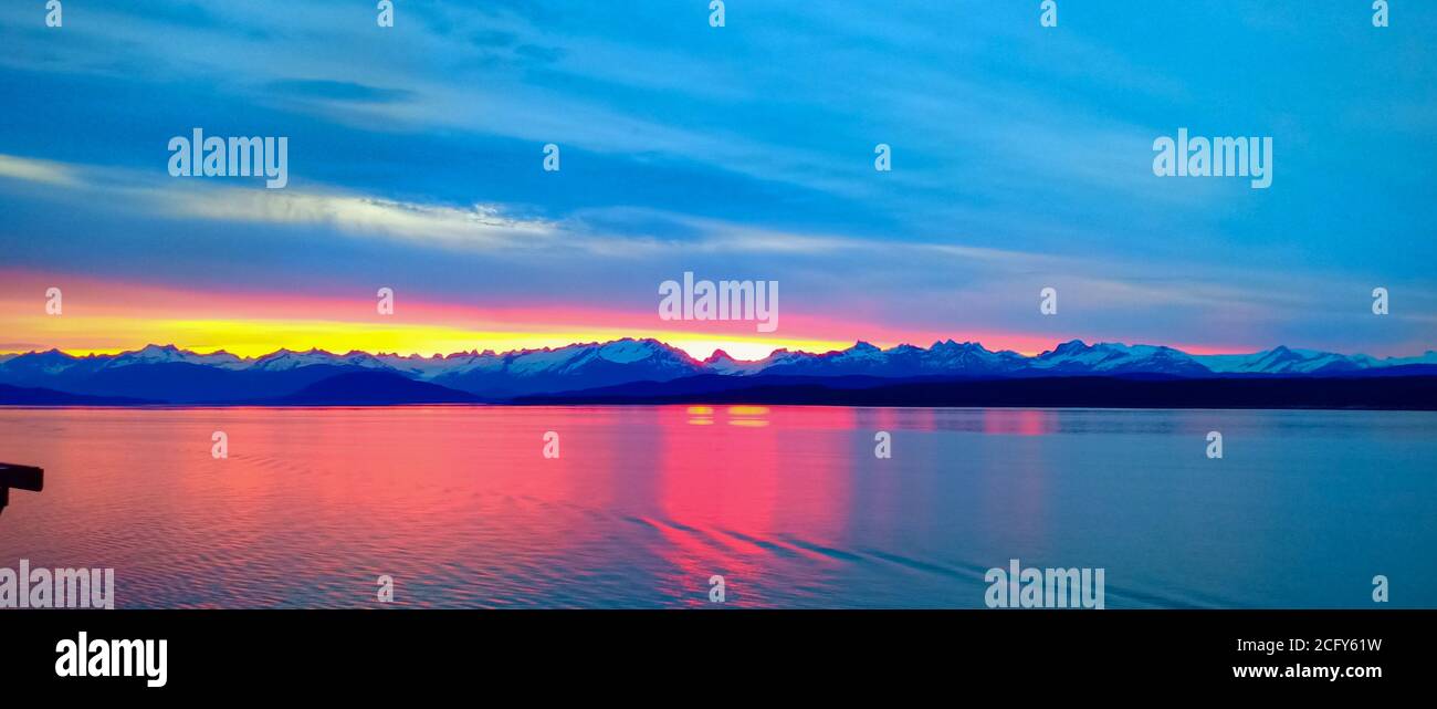 sunrise and moody sky and reflection Stock Photo