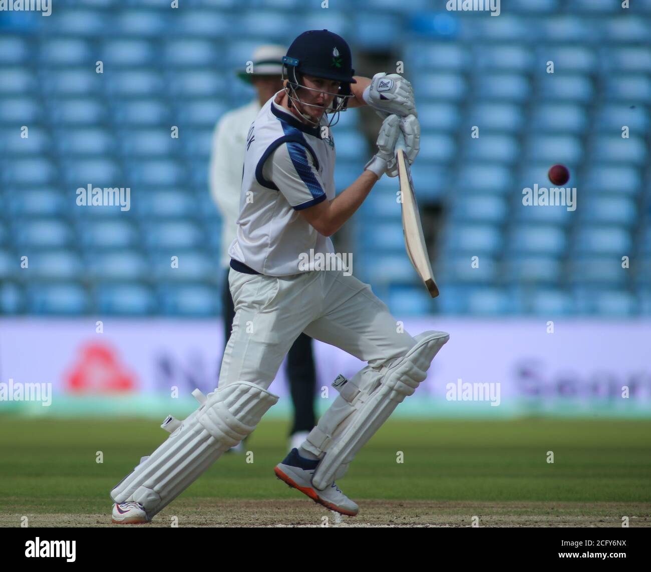 Leeds, UK. 08th Sep, 2020. Yorkshire County Cricket, Emerald Headingley Stadium, Leeds, West Yorkshire, 8th September 2020. Bob Willis Trophy - Yorkshire County Cricket Club vs Leicestershire County Cricket Club, Day 3. Harry Brooks of Yorkshire batting Credit: Touchlinepics/Alamy Live News Stock Photo