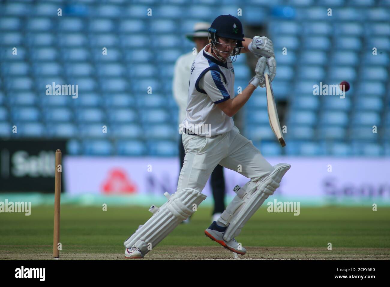 Leeds, UK. 08th Sep, 2020. Yorkshire County Cricket, Emerald Headingley Stadium, Leeds, West Yorkshire, 8th September 2020. Bob Willis Trophy - Yorkshire County Cricket Club vs Leicestershire County Cricket Club, Day 3. Harry Brooks of Yorkshire batting Credit: Touchlinepics/Alamy Live News Stock Photo