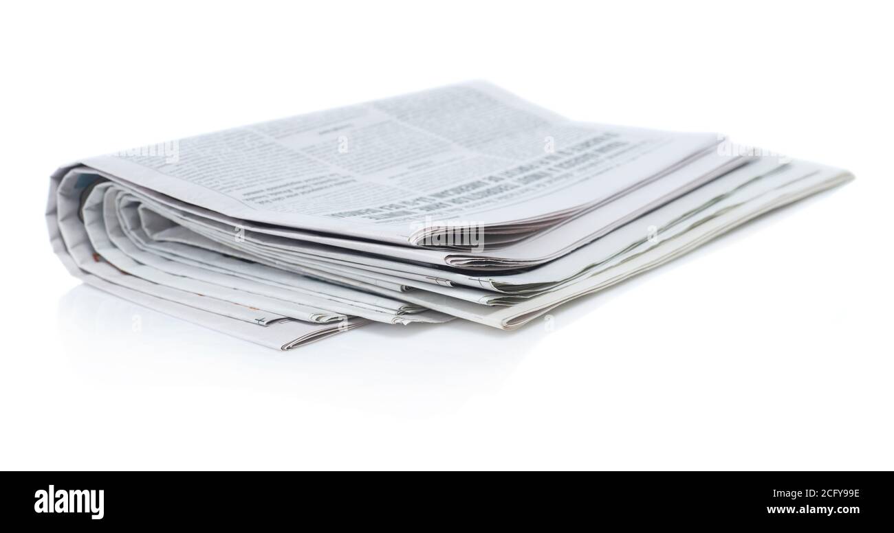 Newspaper isolated on white Stock Photo
