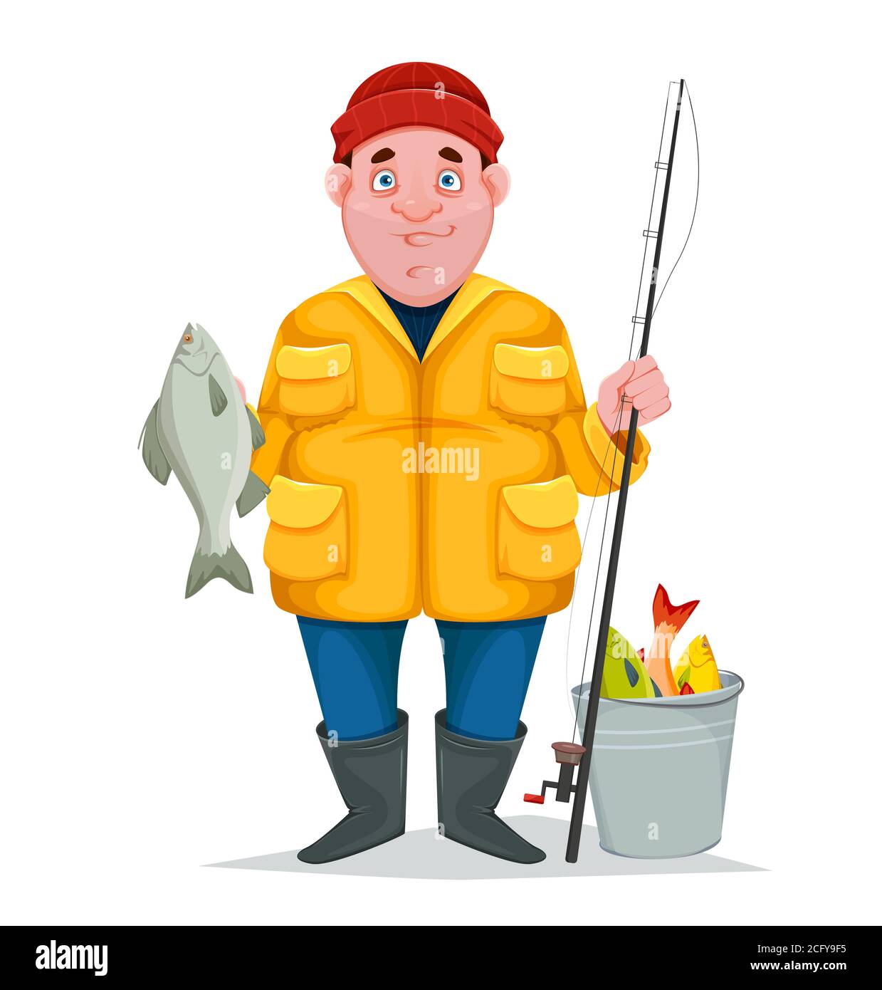 Fish illustration fishing fisherman rod hi-res stock photography