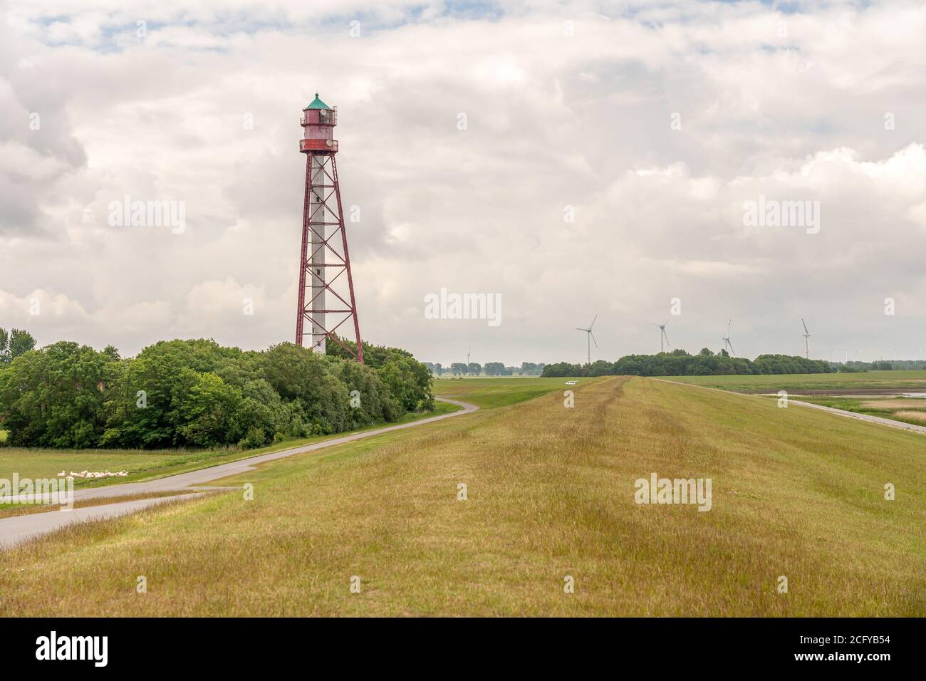 view on the lighthouse of campen near emden, north sea, germany Stock Photo