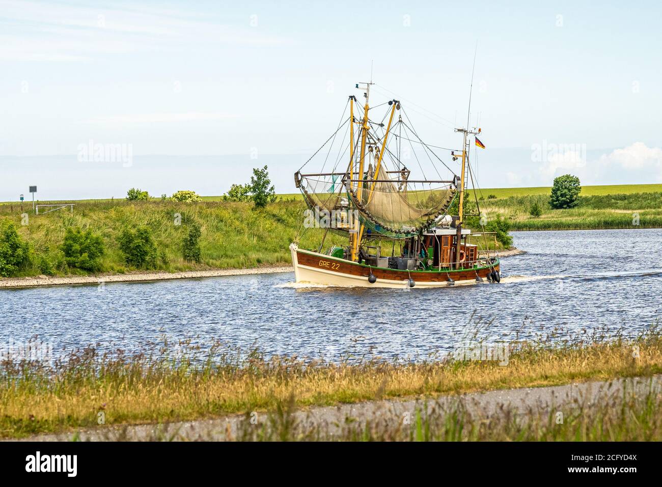 fishing boats returning from their tour to bernersiel, north sea, germany Stock Photo