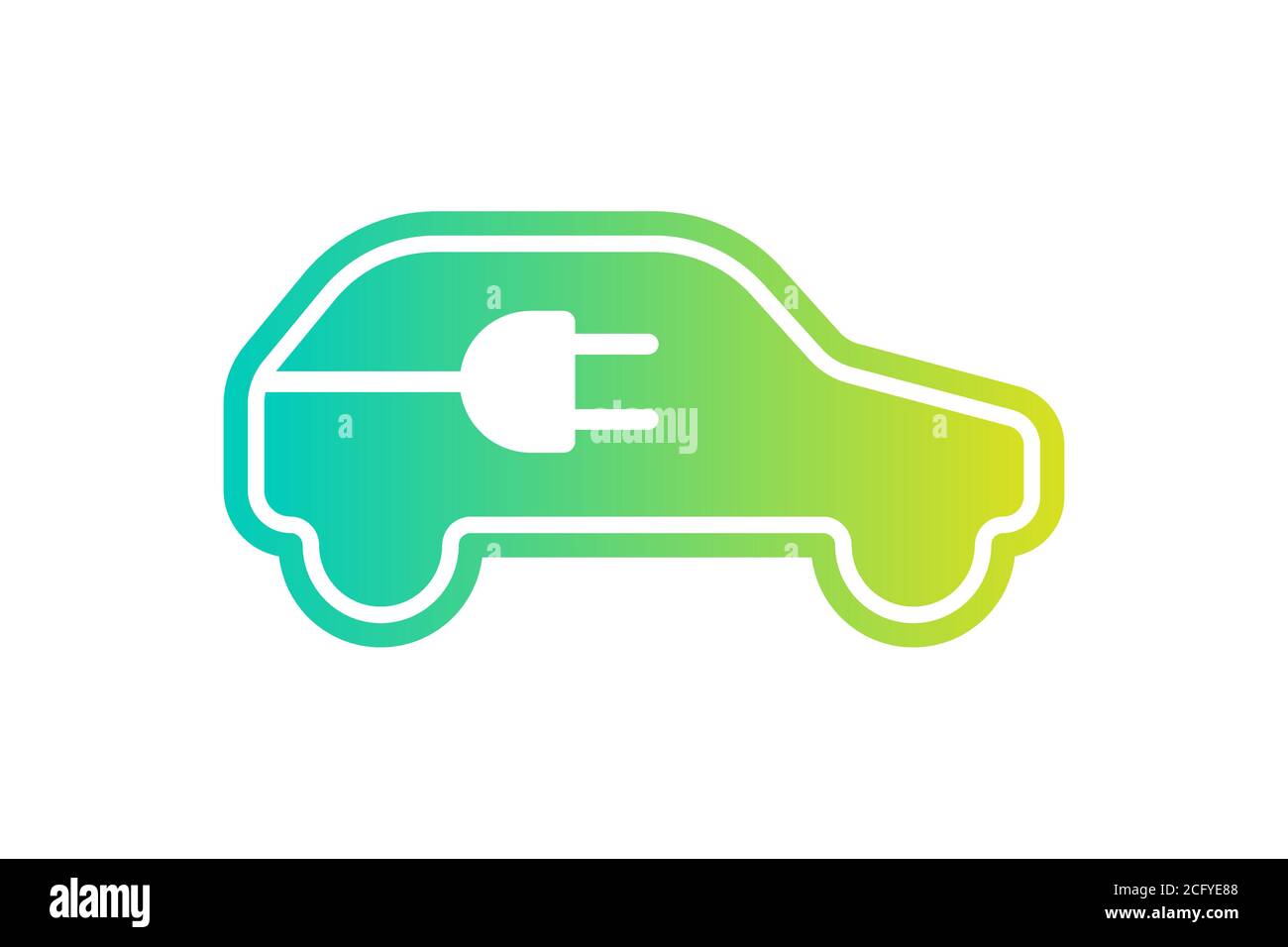 Electric car icon. Electrical cable plug charging gradient symbol. Eco friendly electric auto vehicle logo concept. Vector eps electricity illustration Stock Vector