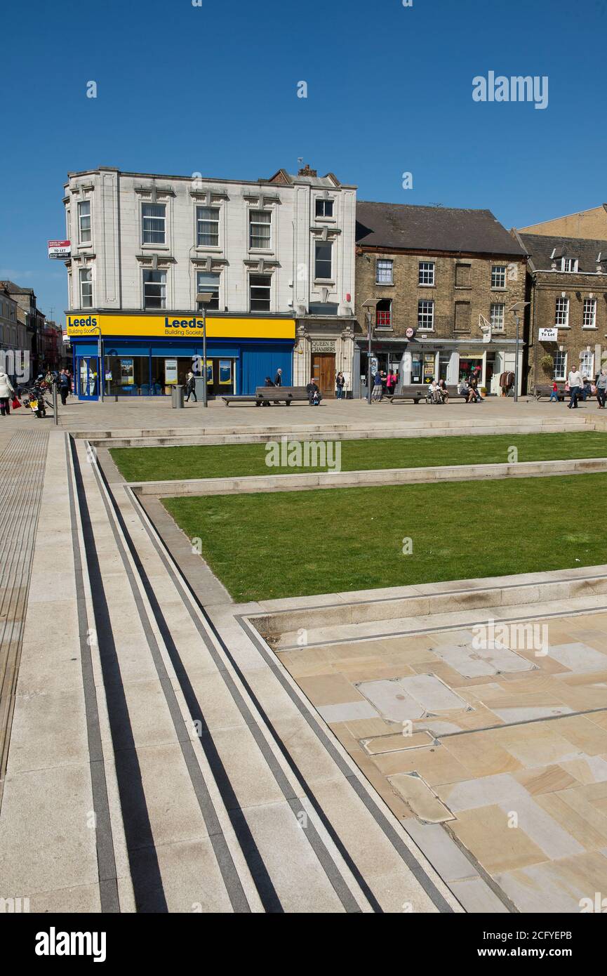 Shops in Peterborough city centre, Cambridgeshire, England Stock Photo
