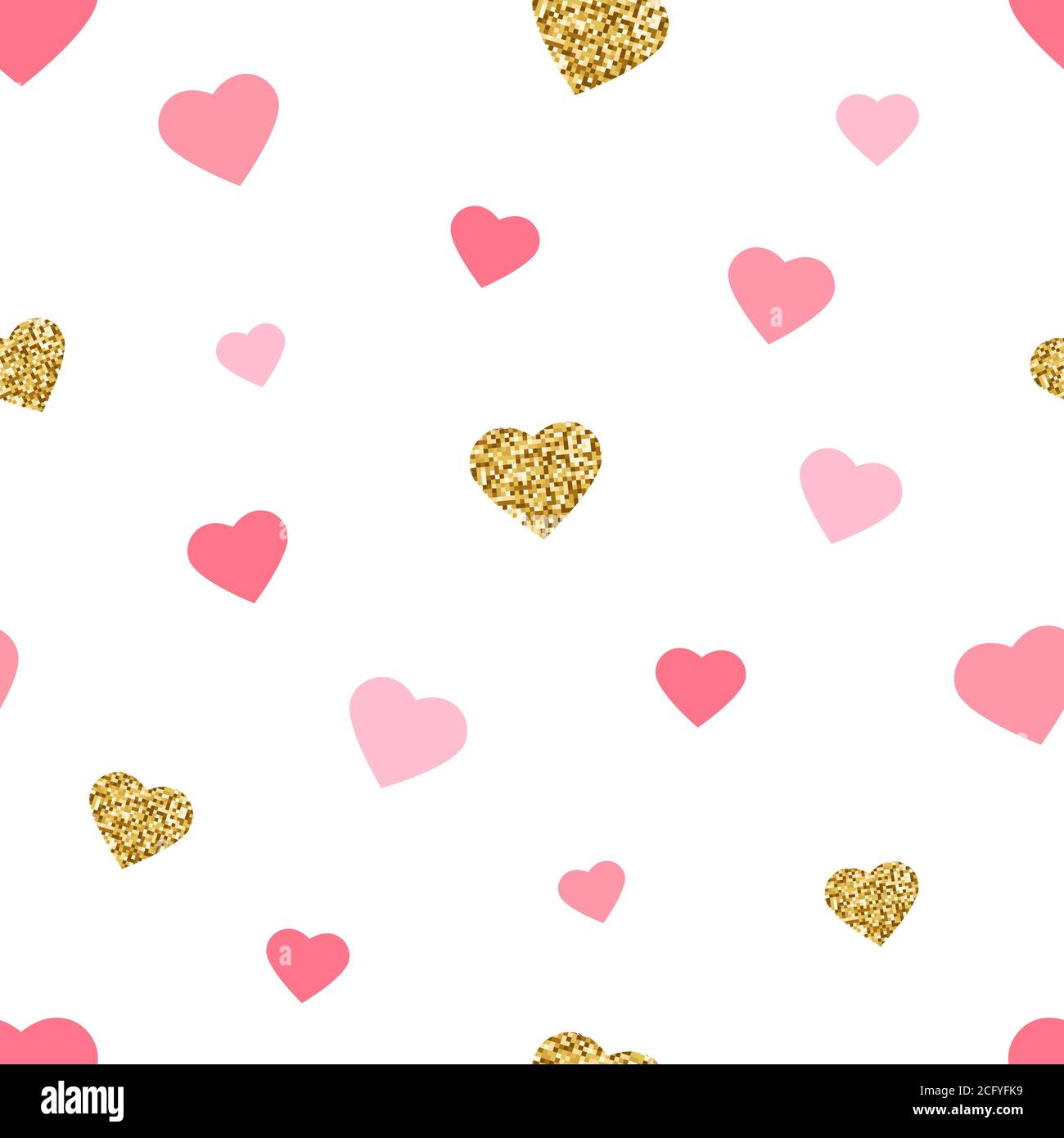 Gold glitter and watercolor pink hearts seamless pattern Valentines Day  background Golden foil Bright doodle heart confetti Romantic wallpaper  Stock Vector Image  Art  Alamy